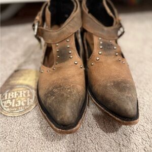 LIBERTY Black Women's Brown Ankle Boots with Studded Design